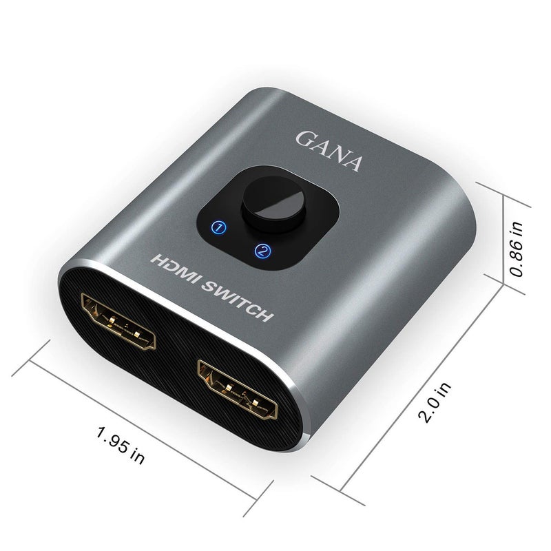 GANA HDMI Switch 4k@60hz Splitter, GANA Aluminum Bidirectional HDMI Switcher 2 in 1 Out, Manual HDMI Hub Supports HD Compatible with Xbox PS5/4/3 Blu-Ray Player Fire Stick Roku (Grey) - Image 3